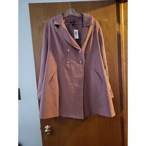 Torrid A Line Light Mauve Pink Double Breasted Trench Coat NWT 2 2XL Spring